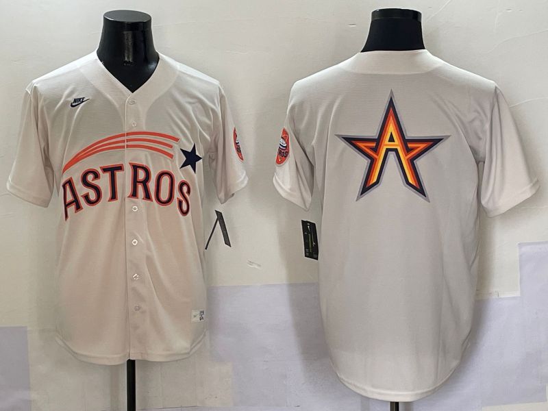 Men Houston Astros Blank Cream Five generations Joint Name 2025 Nike MLB Jersey style 6->houston astros->MLB Jersey